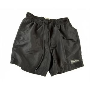 Calvin Klein Swim Trunks Mens Small Black Logo Swimwear Mesh Lined Quick Dry